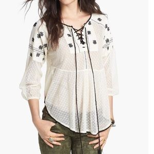 Free People Roses Are Red sheer mesh shirt